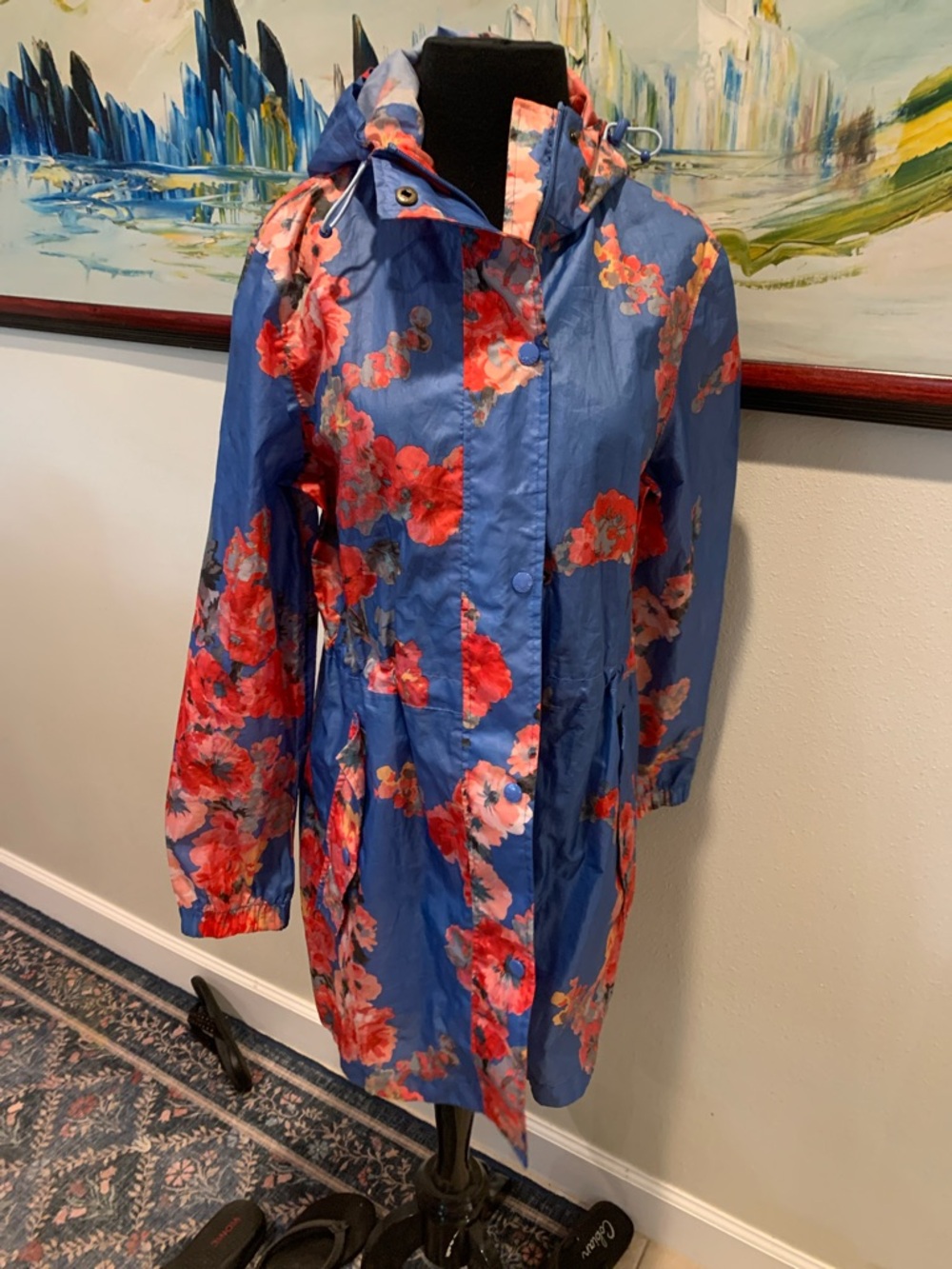 Joules packable long raincoat, size 6